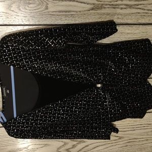 Dressy shirt black with silver patterned